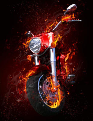 мотоцикл в огне