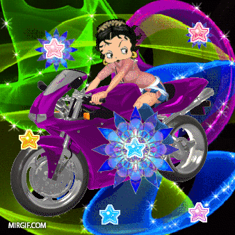 анимационная картинка девушка на мотоцикле